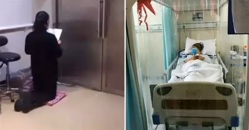 百善孝為先，女子淩晨4點手捧經文，跪在ICU門前為手術母親祈福，拍攝者不忍心送上水：她已經跪了8小時