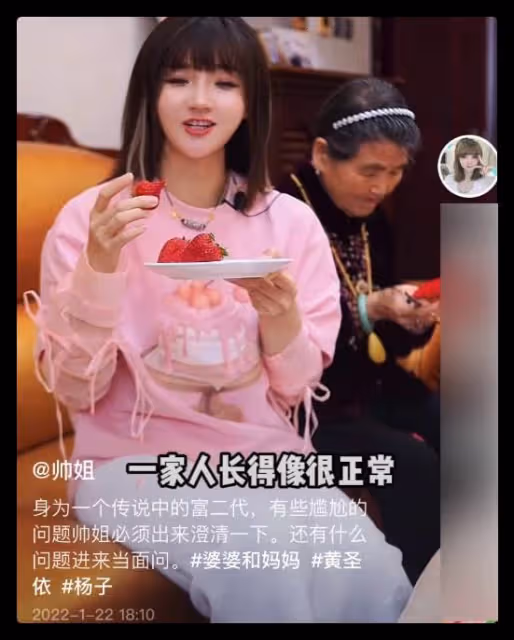 楊子侄女否認是富二代,稱全身行頭不抵網紅一個包,戴天珠遭吐槽