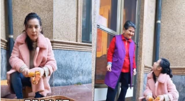黃聖依在豪宅門口掰玉米，姿勢嫻熟絲毫不做作，難怪婆婆寵老公愛