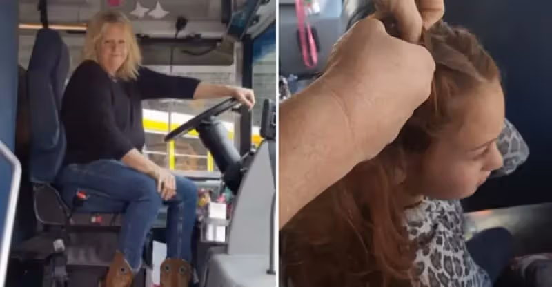 爸爸不會綁頭髮！單親小女孩「每天紮凌亂馬尾」去上學，暖心女司機不忍「天天幫她編辮子」融化全網