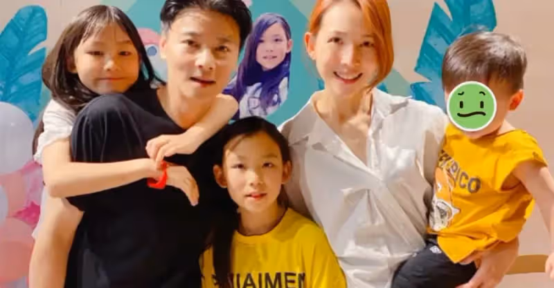 蔡少芬為10歲女兒豪華慶生！小兒子在蔡少芬懷裡，一臉要哭的表情，完全是「被迫營業」