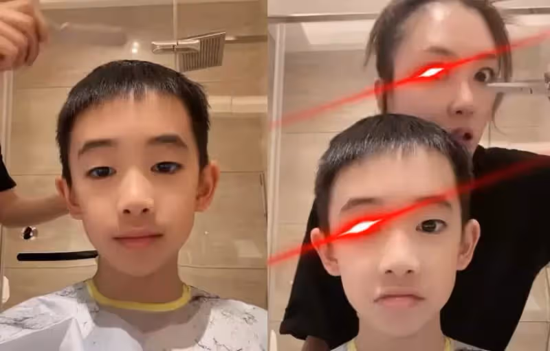 應采兒素顏幫大兒子剪頭髮!Jasper褪去嬰兒肥,下巴削尖輪廓清晰