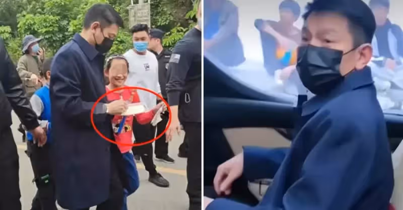 ​劉德華農村拍戲引圍觀！主動給小孩子簽名，不準一旁壯漢保鏢阻攔