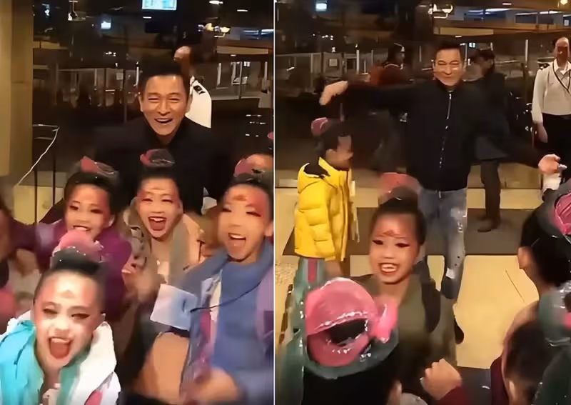 劉德華農村拍戲引圍觀!主動給小孩子簽名,不準一旁壯漢保鏢阻攔