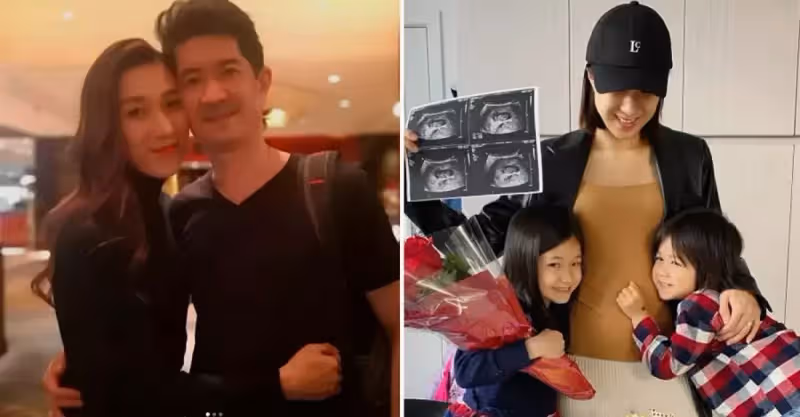 38歲鐘嘉欣生日官宣三胎！帶一雙兒女曬B超照，大13歲老公未露面