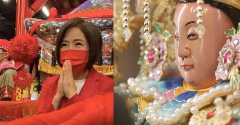 虔誠遶境見媽祖神蹟！于美人「3揮令旗護信徒」下秒神光裂黑雲　「前輩急提醒犯1錯」：糗大了
