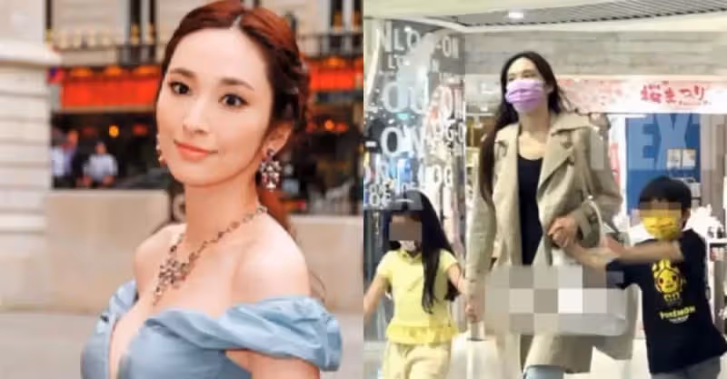 42歲吳佩慈帶兒女購物被拍！不化妝皮膚顯暗黃，一對兒女圓臉都像爸，網：看著好辛苦