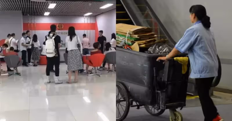 結婚去領證！男友走到角落「蹲下係鞋帶」，保潔阿姨說：姑娘，這婚結不得