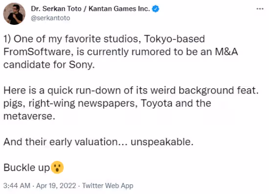 網曝索尼或將收購From Software 又將是個大新聞