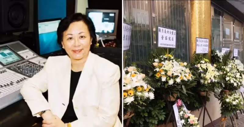 配音王后謝月美設靈，曾與周星馳合作拍戲，王祖藍夫婦送花牌致哀