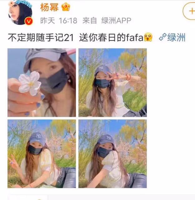楊冪與男性友人划船被偶遇，曬小蠻腰照片，土豪名表格外顯眼