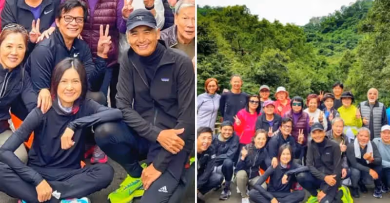周潤發跑步隊大咖雲集，「蹲下給隊員按腿」沒架子，被眾星圍在中央，網友：明星跑步隊在不斷地擴大