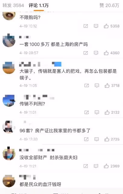張庭林瑞陽96套房產被罰，但資產遠不止如此，有恃無恐太囂張！
