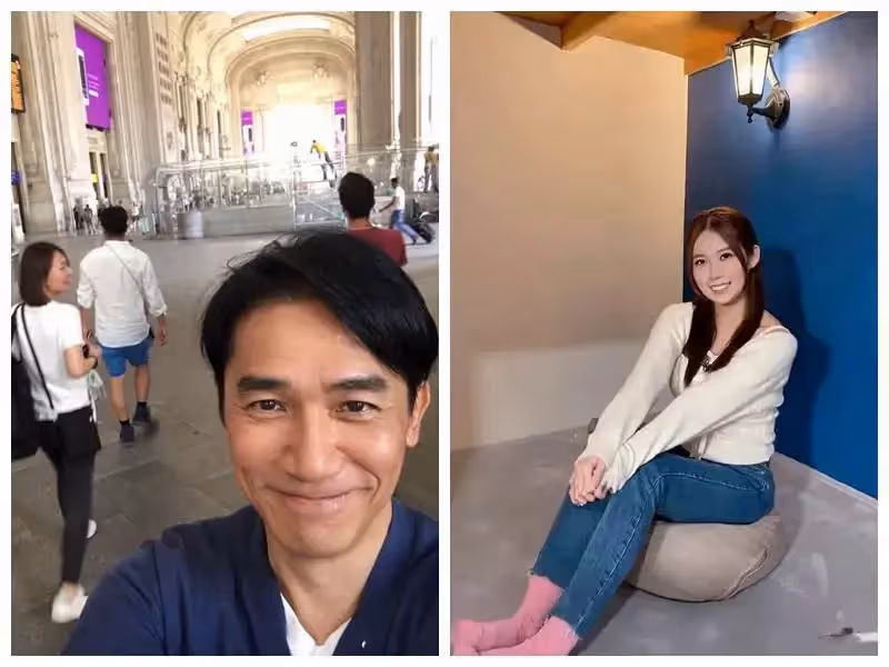 梁朝偉素顏照曝光，頭髮花白身形消瘦，與女藝人黃婧靈合影超有紳士