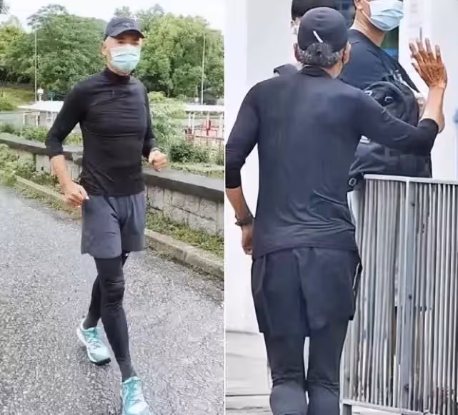 66歲周潤發出門跑步被偶遇,頭髮花白身體依舊健壯,與路人招手被贊親民沒架子