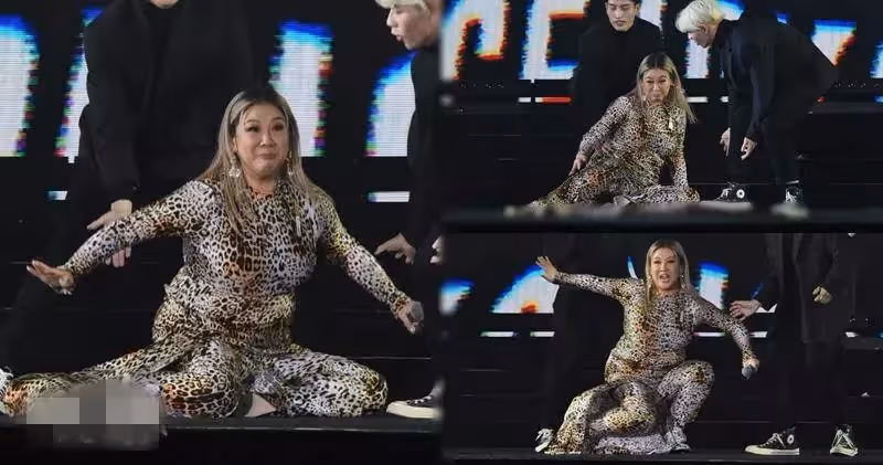鄭欣宜領獎摔倒!穿緊身豹紋連衣裙,自嘲自己像「翻轉的烏龜」完美化解尷尬,網友:不愧是肥姐的女兒