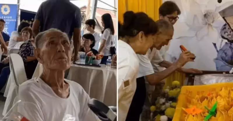 青梅竹馬相愛半生，93歲奶奶病逝，94歲爺爺視力不好，拿電筒看妻子最後一眼，獨自哀傷：我們來生再見！