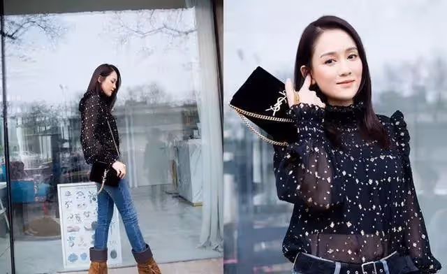 當42歲陳喬恩撞衫45歲林心如,穿同一件黑紗上衣,氣質一目了然,網:女神也是有區別的