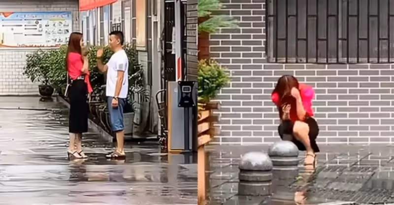 雨天離婚微笑揮手告別，女方轉身卻蹲地痛哭，下秒前夫默默撐傘出現：相愛容易相守難.