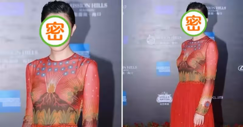 佘詩曼被造型師毀了，身穿大紅色孔雀印花裙亮相，顯胖又顯老，網：氣質高級也拯救不了！