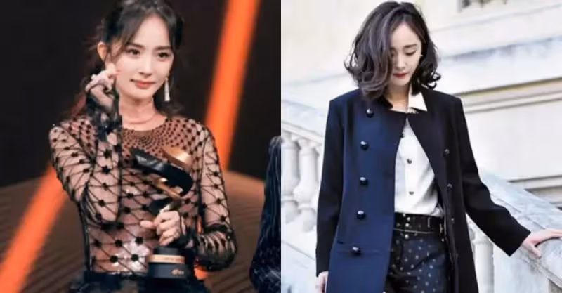 楊冪有料又敢穿，漁網禮服「兜不住」豐滿感，凹凸身材太撩人，網友：劉愷威後悔嗎