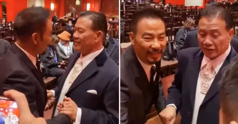 萬梓良任達華罕見同框！兩人熱情擁抱狀態大好，越活越有大佬的風范