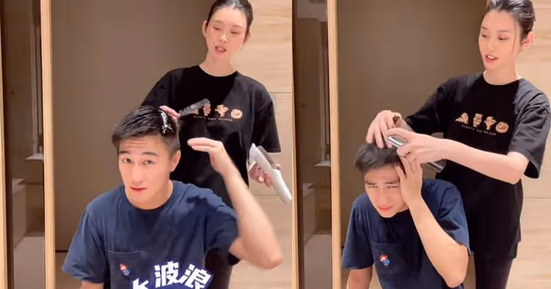 上海封城奚夢瑤為老公剪髮　何猷君一個動作怕老婆實錘