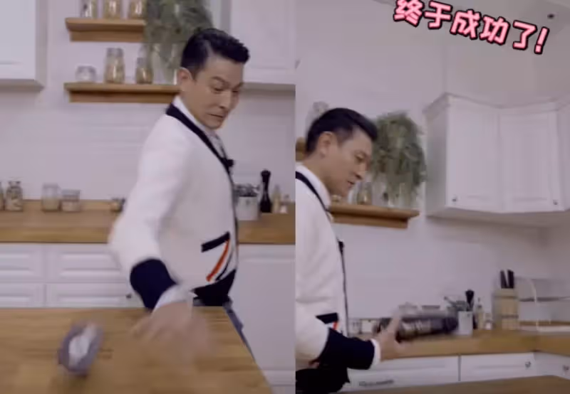 天王劉德華光腳幹家務, 賣力拖地十分麻利!