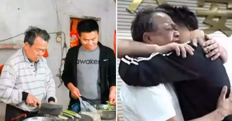 小伙在路邊吃炸生蠔，憑借熟悉的味道，找到失散13年的父親