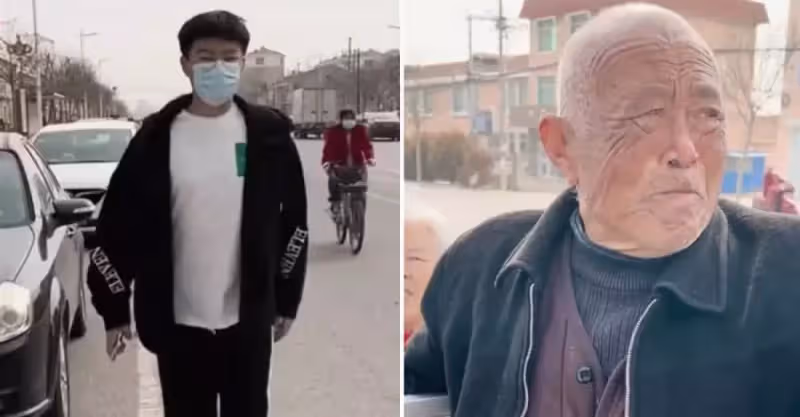 爺爺看到孫子後不禁想起10多年前過世的兒子，這就是「血脈親情」，網流淚：老人的眼神讓人心疼