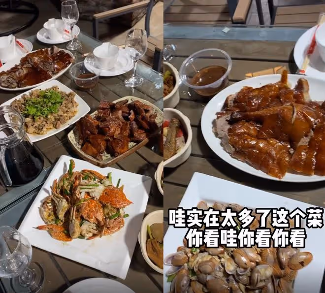 TVB派數十人回內地拍戲,片場伙食曝光,大魚大肉配紅酒太豐盛