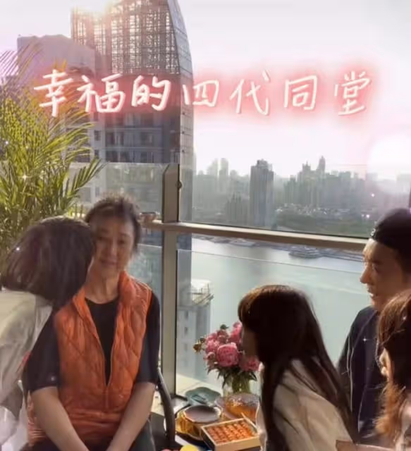 陳浩民家四代人同框！全家居黃浦江畔曬太陽，滿桌精緻甜品互相喂