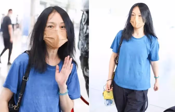 周迅素顏現身眼袋突出,打扮隨意穿拖鞋髮際線高聳,手上僅戴一塊錢發繩,網:我相信她46歲了