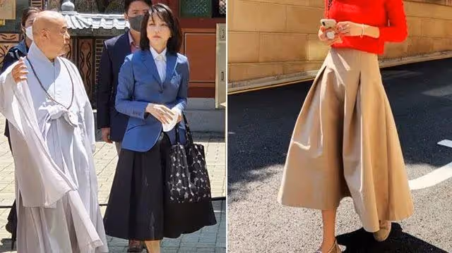 韓國新總統夫人突然亮相!49歲比辣妹還美! 無兒無女,摘下口罩顏值絕了!美貌穿搭成時尚頂流,還能實力帶貨?