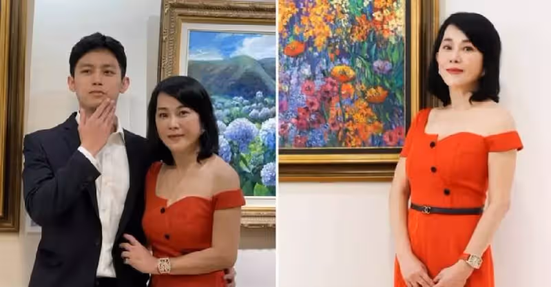 62歲邱於庭罕露面！體重91斤腰圍25寸，苦學3年出師開畫展，23歲帥兒現身：母子同框像情侶