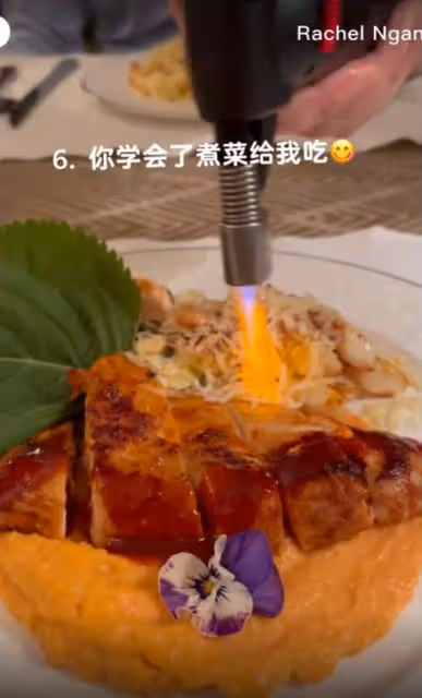 陳冠希前女友結婚8周年!與外國老公吃大餐慶祝,感謝對方支持她