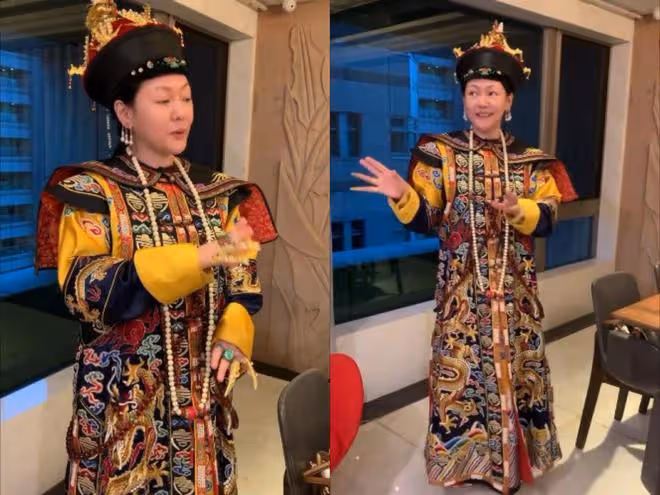 小S穿戲服在家扮皇太后，對著公公說：今晚需要侍寢嗎？