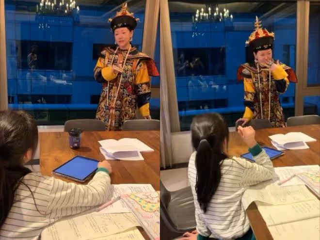 小S穿戲服在家扮皇太后，對著公公說：今晚需要侍寢嗎？