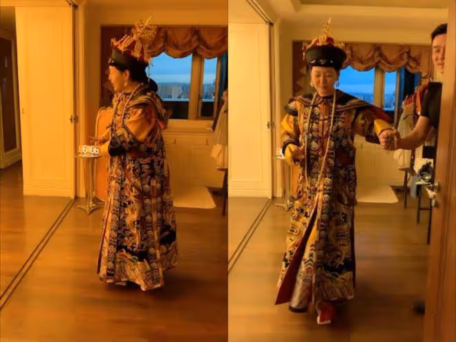 小S穿戲服在家扮皇太后，對著公公說：今晚需要侍寢嗎？