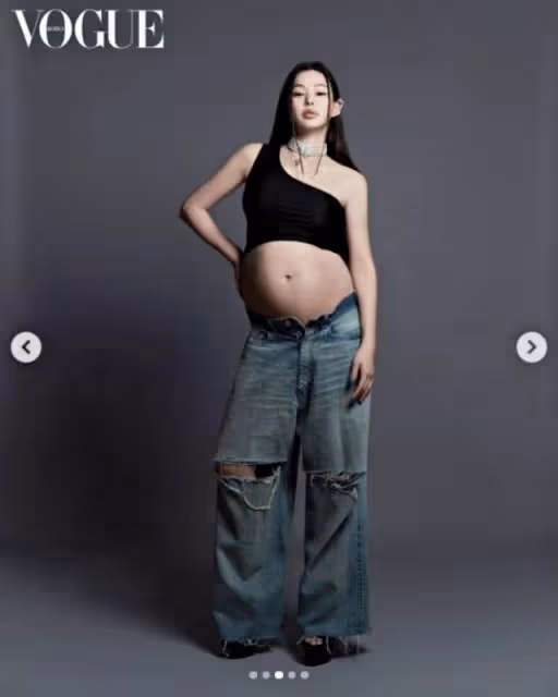 40歲李荷妮挺肚9個月「破格孕期畫報」曝光!性感BRA+迷你裙超辣