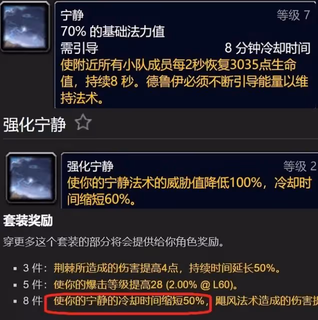 魔獸世界懷舊服:這些60級職業套裝在80級有奇效，奶德8T1寧靜無CD