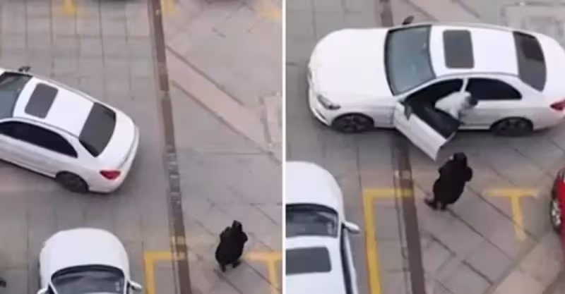 大媽為兒子人肉占車位，白車司機態度和善好心溝通，無奈大媽太強硬惡語相向，下秒一套瀟灑操作引全網讚