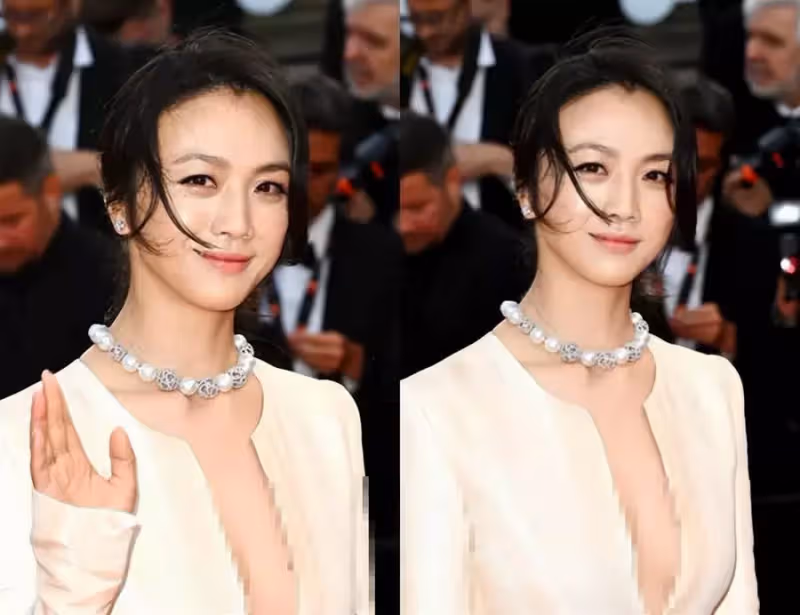 42歲湯唯戛納紅毯生圖曝光,體態豐腴皺紋明顯,被導演摟住排場大