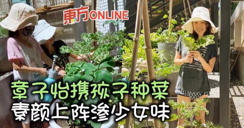 章子怡與孩子種菜樂　素顏+筷子腿網贊逆齡回去18歲