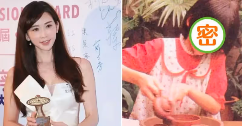 47歲林志玲曬童年泡茶照！粉色裙子顯「小臉」更加精緻，動作優雅十分老練，網友：志玲姐姐從小美到大