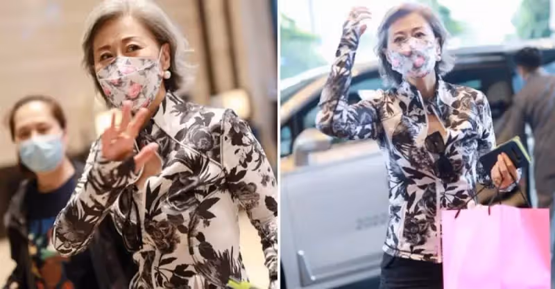 葉倩文回酒店被拍，又紋眉又穿緊身衣，雖不染白髮但還是愛漂亮！