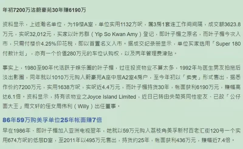 男友去世4年,55歲葉子楣斥資1.35億買房,家產豐厚養老不成問題,形象大變歲月不饒人