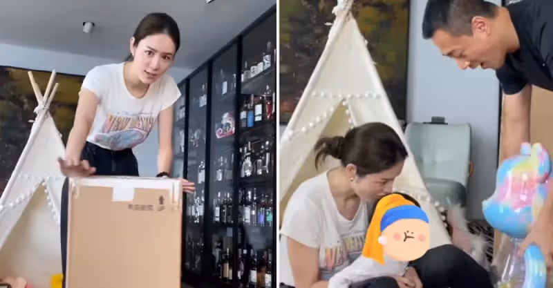 林峯夫婦豪宅陪女兒過六一，送萬元玩具熊太奢侈，滿墻名酒很搶鏡