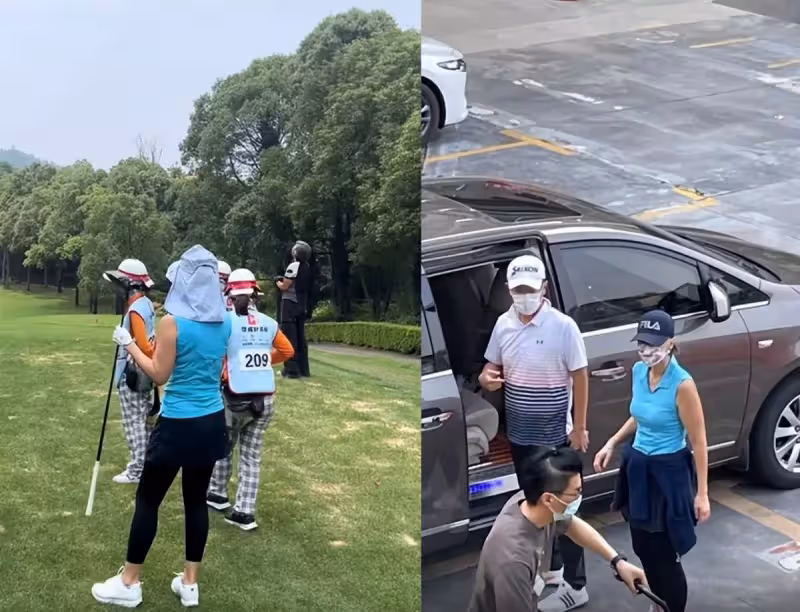 60歲葉倩文打球被偶遇，穿背心顯豐腴身材，老公林子祥挺大肚陪同