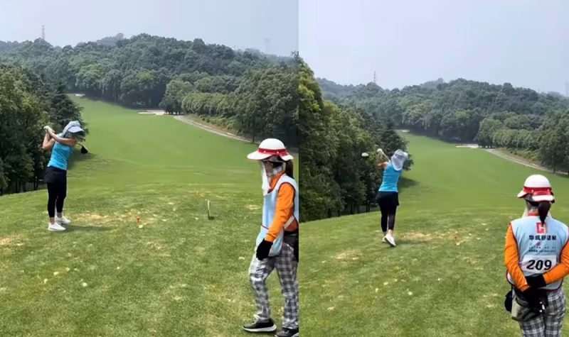 60歲葉倩文打球被偶遇，穿背心顯豐腴身材，老公林子祥挺大肚陪同